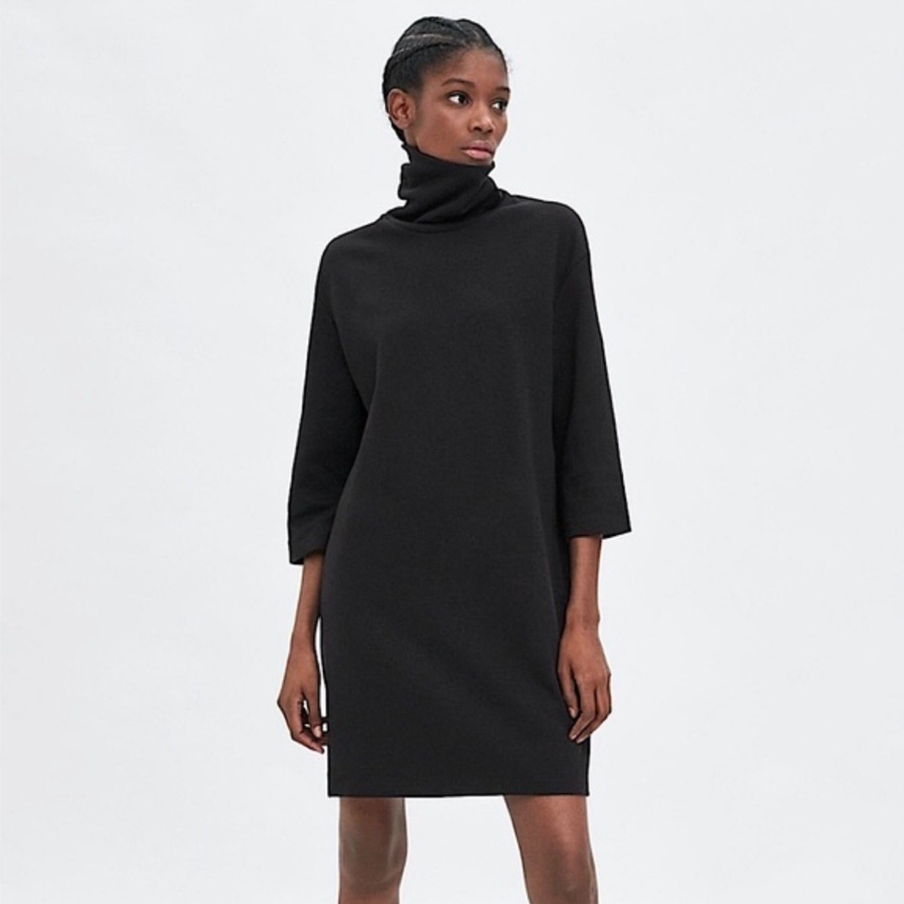 ZARA Turtleneck Mini Dress with Short Sleeves